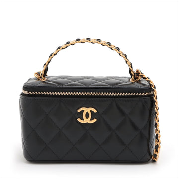 Chanel Mattress kin Chain Shoulder Bag Vanity Black Gold