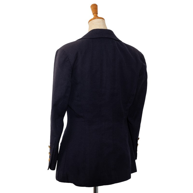 Chanel Cocono mark Double-Button Terrard Jacket Navi Cotton Lady Chanel