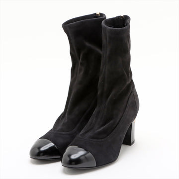 Chanel Coco Short Boots 36  Black G35000 Line Stone