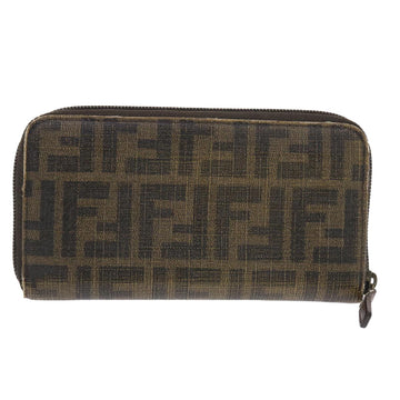 FENDI Zucca Canvas Long Wallet Black Brown Auth 50814