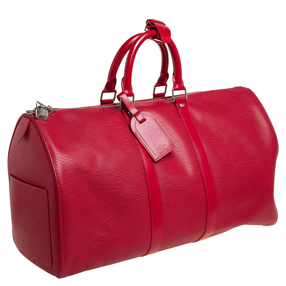 Louis Vuitton Red Epi Leather Keepall 45