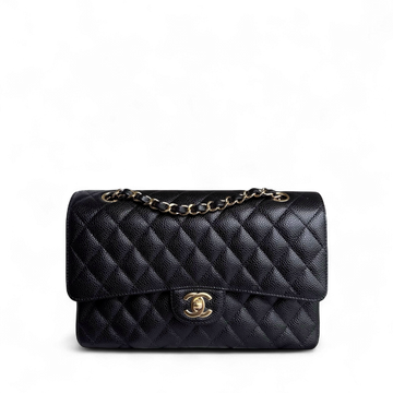 Chanel Classic Flap Medium - Togo/epsom/caviar/clemence/callfskin/cowhide/lambskin 25CM Quilted Black Gold Hardware Series 27