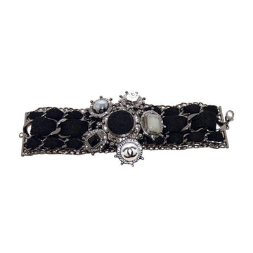 Top Quality Chanel Black Wool and Gunmetal limited Edition Charm Bracelet