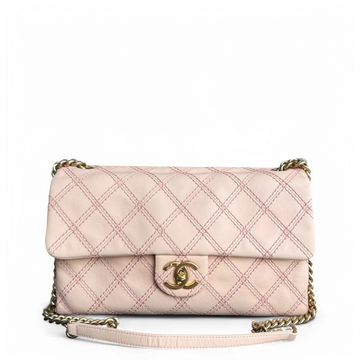 Chanel Seasonal Flap Medium - Triple Stitched CalBNkin Quilted Pink Gold Hardware Series 19