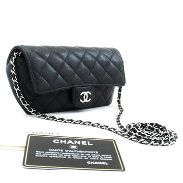 CHANEL New Phone Holder With Chain Bag Black Crossbody Clutch