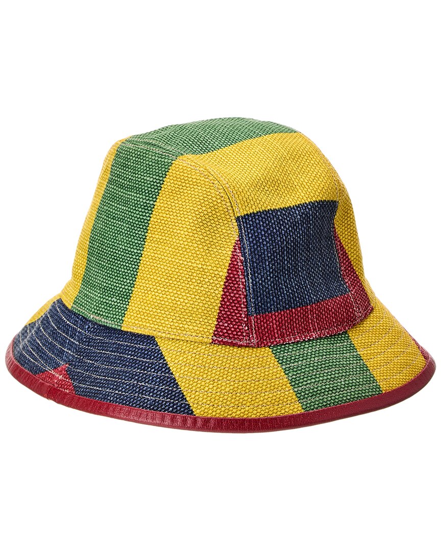 Gucci Leather-Trim Linen Bucket Hat