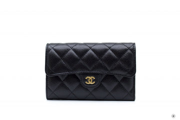 Chanel AP0232Y01864 Classic Flap Wallet Black / C3906 Caviar Short Wallet Ghw
