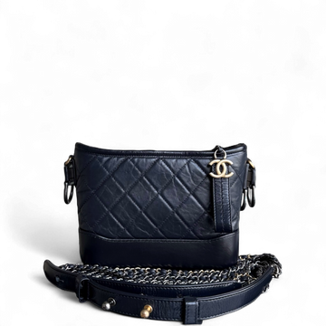 Chanel Gabrielle Small - Aged CalBNkin Dark Blue Mixed Gold Hardware Series 26