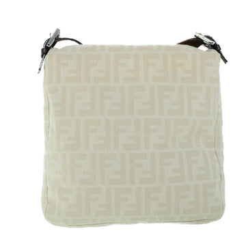 FENDI Mamma Baguette Shoulder Bag Canvas Leather Beige Brown Auth 54030