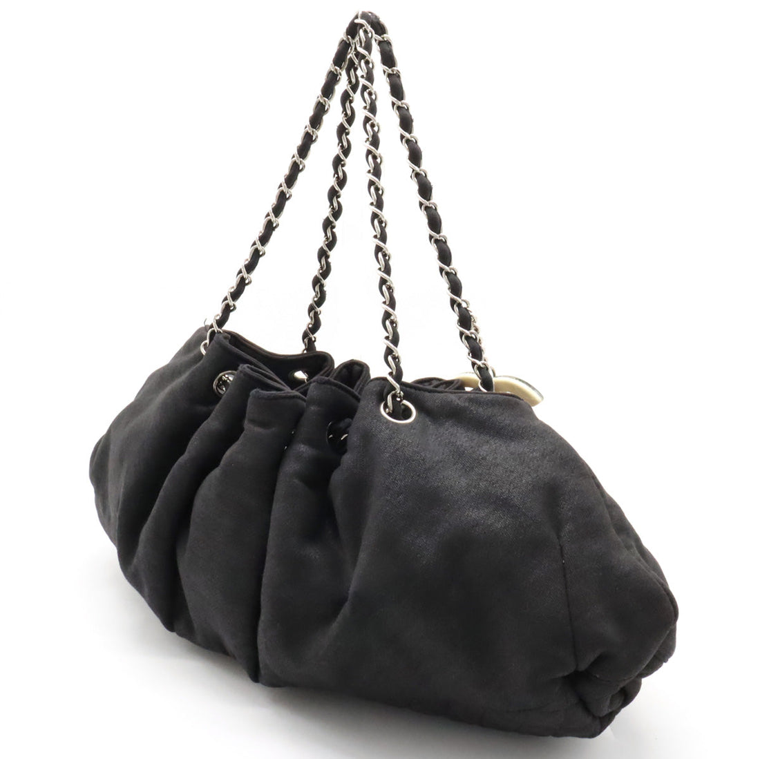 Chanel  Chanel Cocono mark Melrose Carpet Mattress Chain Shoulder Bag Cotton Jacket Black Black Silver  A37056