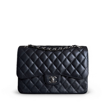 Chanel Classic Flap Jumbo - Togo/epsom/caviar/clemence/callfskin/cowhide/lambskin 30CM Quilted Black Silver Hardware Series 19