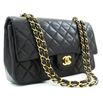 Top Quality Chanel Classic Double New 10" Chain Shoulder Bag Black Lambskin
