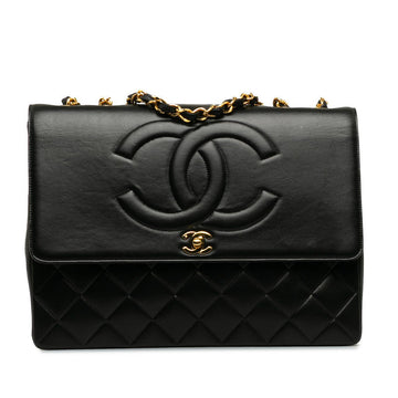 Chanel Decamatrasse 34 Cocono mark Single Flap Chain Shoulder Bag Black kin  CHANEL
