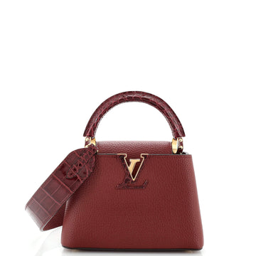 Capucines Bag Leather with Crocodile Mini