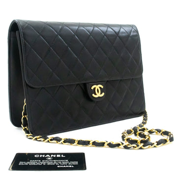 Top Quality Chanel Chain Shoulder Bag Clutch Black Quilted New Lambskin Purse