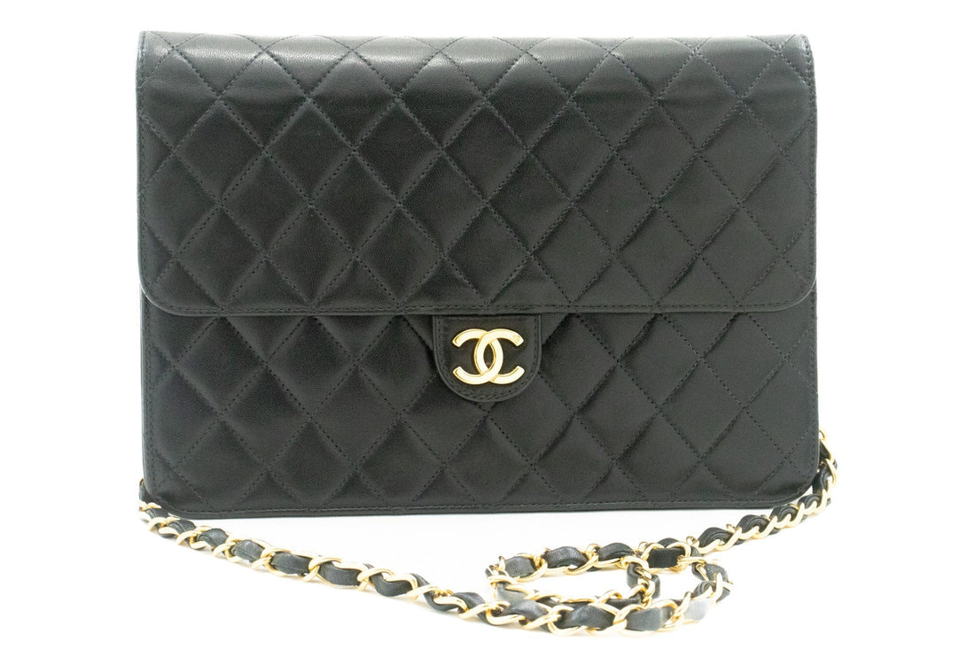 Top Quality Chanel Chain Shoulder Bag Clutch Black Quilted New Lambskin Purse