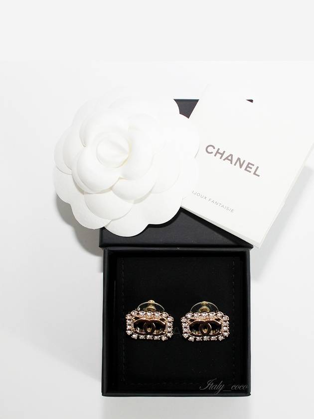 CC Logo Octagon Pendant Earrings Gold Chanel