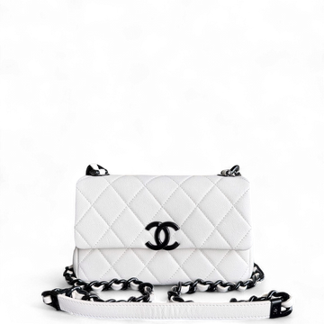 Chanel Seasonal Flap Small - Togo/epsom/caviar/clemence/callfskin/cowhide/lambskin My Everything Bag Quilted Grained CalBNkin White CalBNkin Black Hardware Series 30