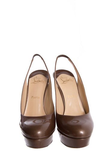 Christian Louboutin Bronze  Leather Slingback Heels SZ 38