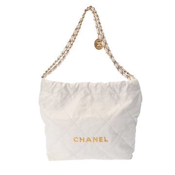 Chanel  Chanel  Chanel 22 Small Handbag White Gold  AS3260  Shineykerf Handbags A-Rank Middle-Range Silver Silver Silver Silver Silver Gold