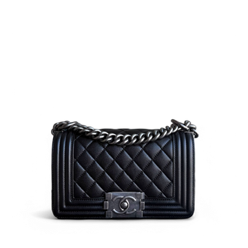 Chanel Boy Small - Togo/epsom/caviar/clemence/callfskin/cowhide/lambskin 20CM Quilted Black Ruthenium Silver Hardware Series 25