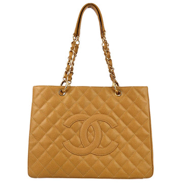 Chanel 2003-2004 Beige Caviar Grand Shopping Tote GST Chain Handbag