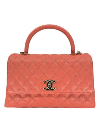 Coco Handle Medium Flap Tote Bag  Pink Gold Chanel
