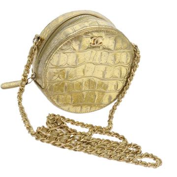 Top Quality Chanel Chain Shoulder Bag Calf leather Gold CC Auth 57040A