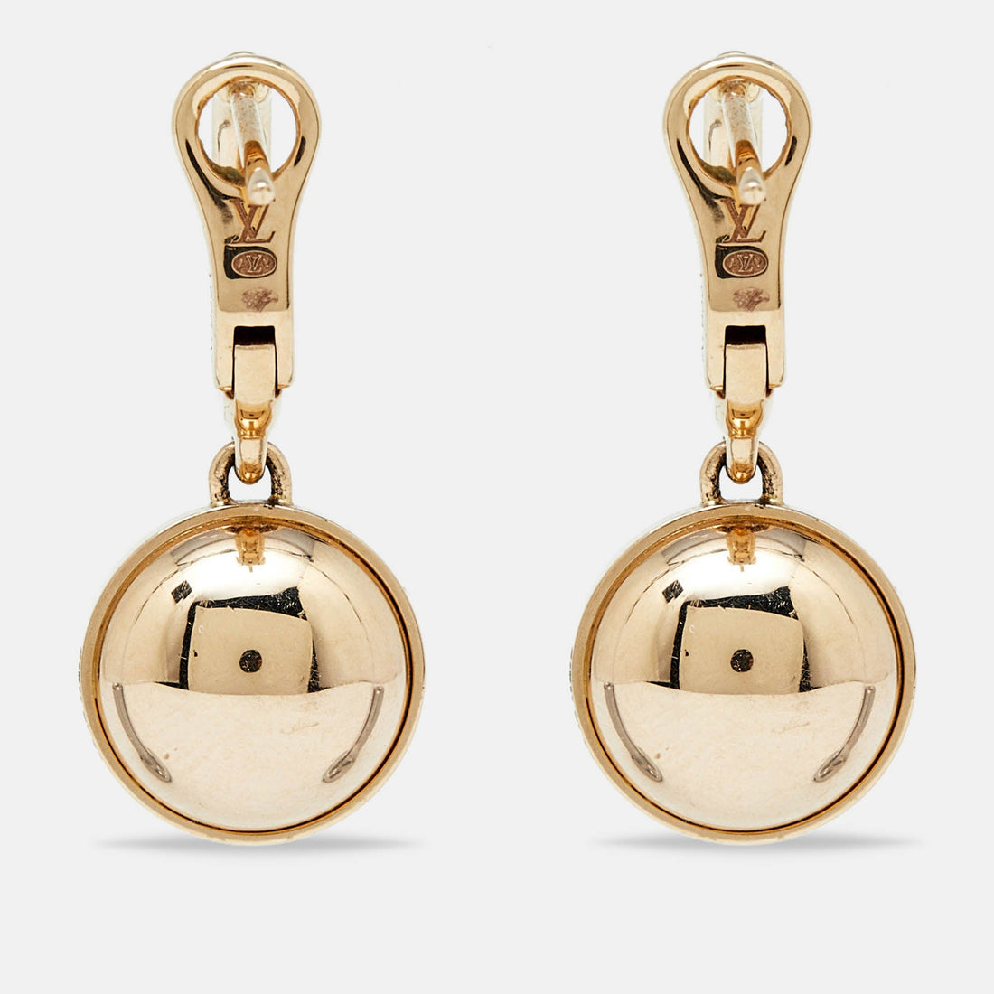 Louis Vuitton Blossom Diamond Two Tone 18K  Dangle Earrings