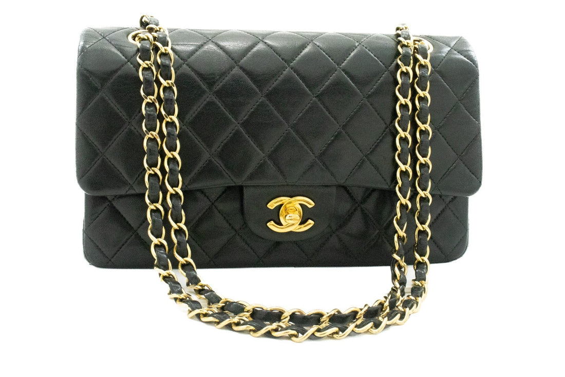 Top Quality Chanel Classic Double New Medium Chain Shoulder Bag Black Lamb
