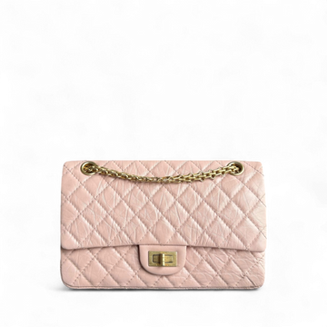 Chanel 2.55 Reissue 225 Small - Sakura Pink Quilted Aged CalBNkin Ruthenium Gold Hardware Series 27