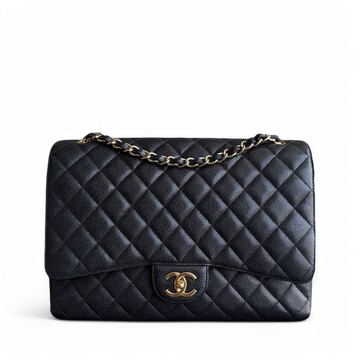 Chanel Classic Flap Maxi - Togo/epsom/caviar/clemence/callfskin/cowhide/lambskin Double Flap 33CM Quilted Black Gold Hardware Series 14