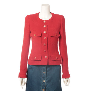 Chanel Coconut Button 95A Wool  Nylon Jacket 36  Red Twid P05302V04291