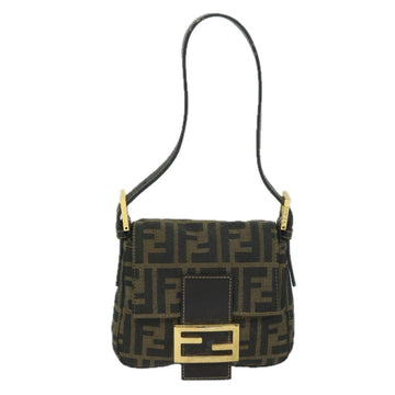 FENDI Zucca Canvas Mini Mamma Baguette Hand Bag Black Brown Auth 59810A