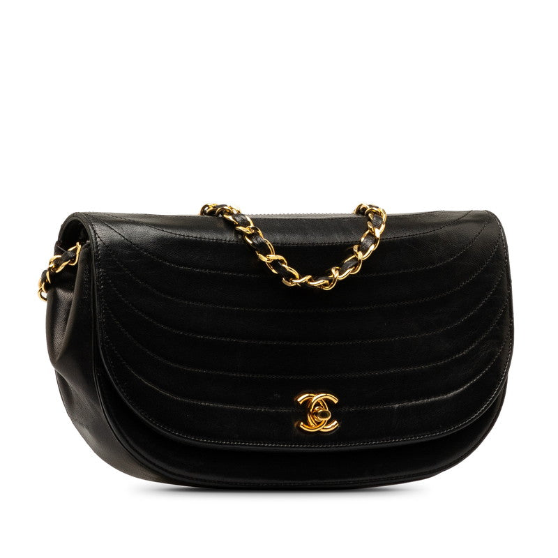 Chanel Coco Half Moon Chain Shoulder Bag Black   Chanel