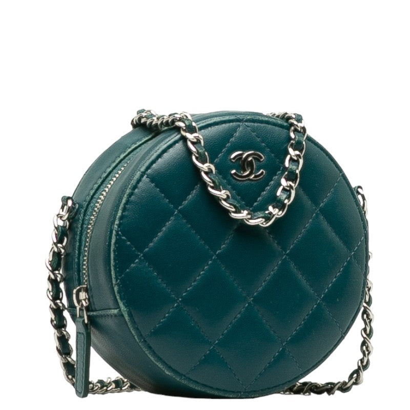 Chanel Matrases Cocono mark  Chain Shoulder Bag Portfolio Green Leather  CHANEL