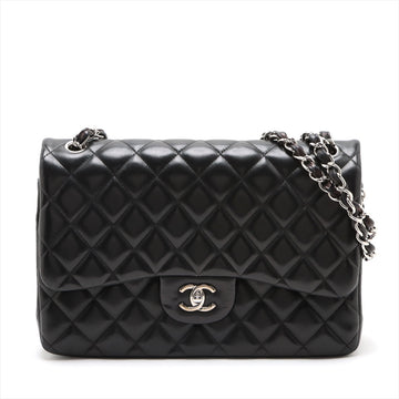Chanel Decamatrasse 30 Double Flap Chain Bag Black Silver Lambskin A58600