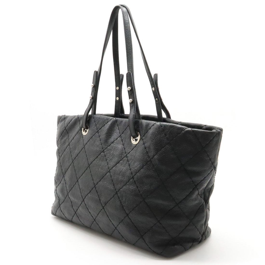 Chanel  Chanel Onza Road Coco Tote Bag Shoulder Bag Shoulder Killing Leather Black Black Silver  A48019