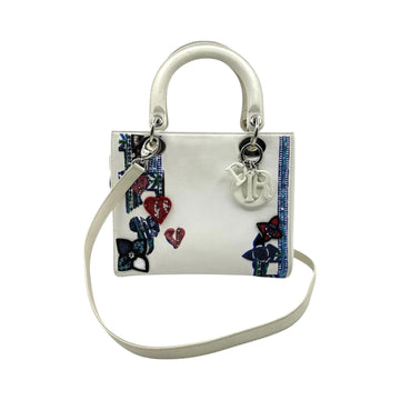 Lady Dior Medium CalBNkin Embroidered White Multicolor SHW