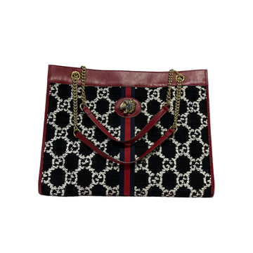 Gucci Rajah Tote Large GG Supreme Cherry Black White GHW
