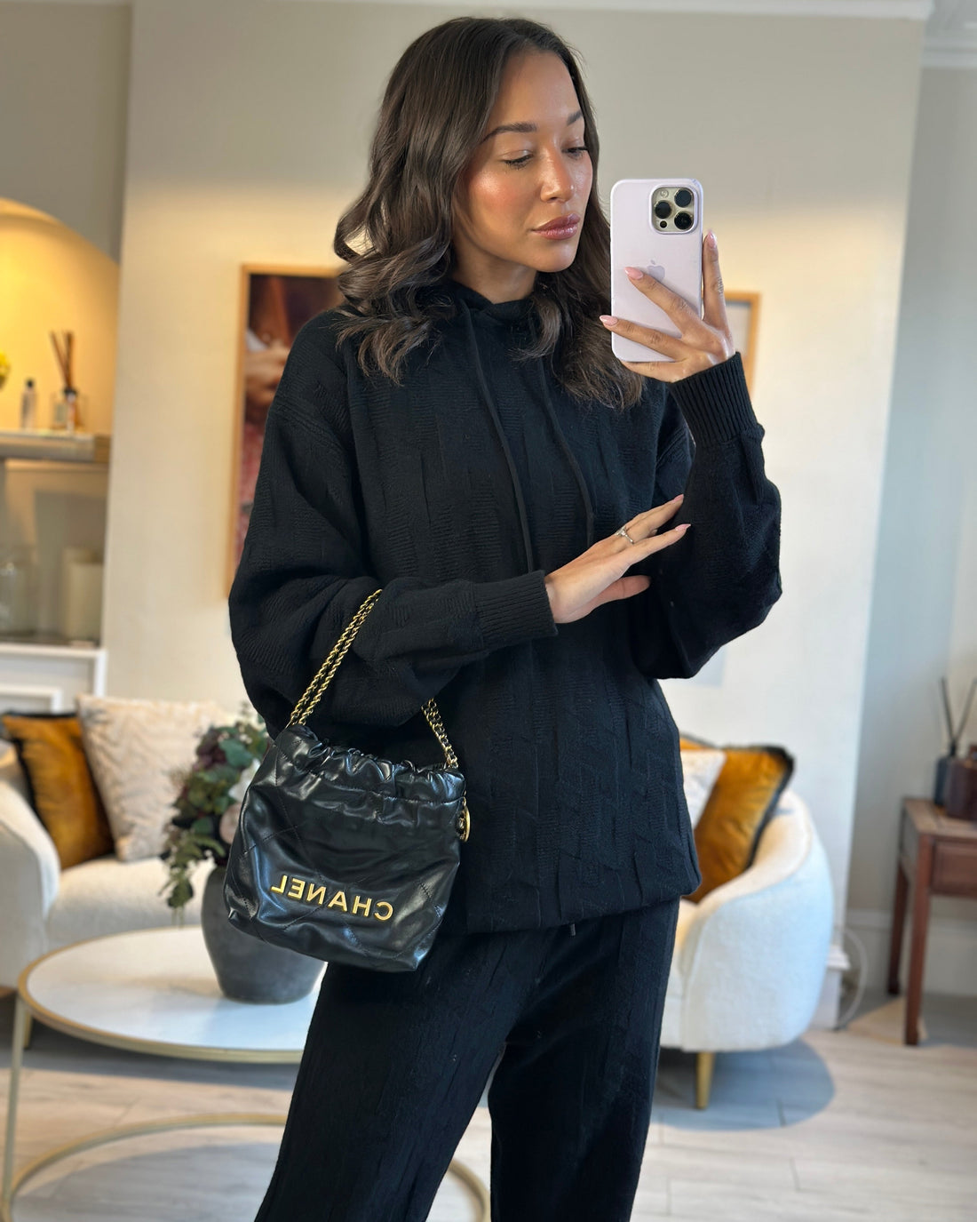 *RARE* Pearl Street Bags Chanel Mini 22 Bag in Black Shiny Calfskin with Gold Hardware