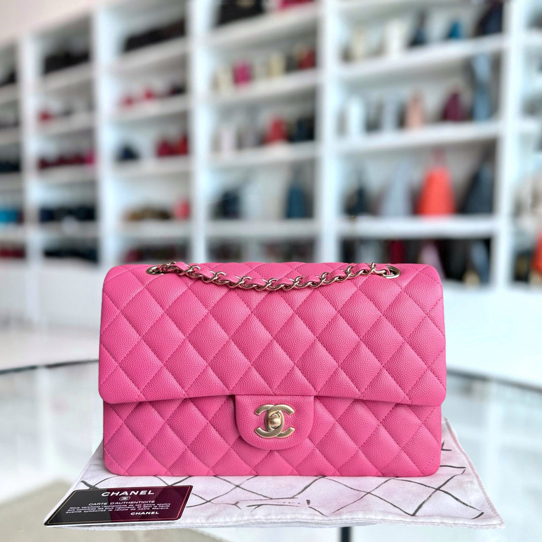 Chanel Classic Flap Medium - Togo/epsom/caviar/clemence/callfskin/cowhide/lambskin 25CM Quilted Pink Gold Hardware Series 27