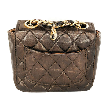 Chanel  Brown Quilted Micro Belt Bag