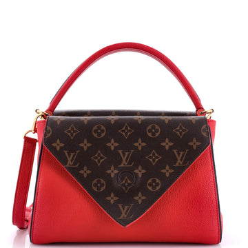 Double V Handbag Calfskin with Monogram Canvas
