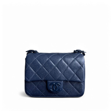 Chanel CC Flap Mini Square - Togo/epsom/caviar/clemence/callfskin/cowhide/lambskin Quilted All Blue Hardware Series 29