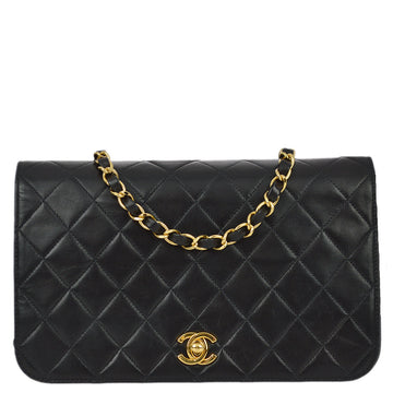 Chanel 2000-2001 Black Lambskin Turnlock Small Full Flap Bag