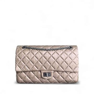 Chanel 2.55 Reissue 226 - Aged CalBNkin Quilted Bronze Ruthenium Silver Hardware Series 17