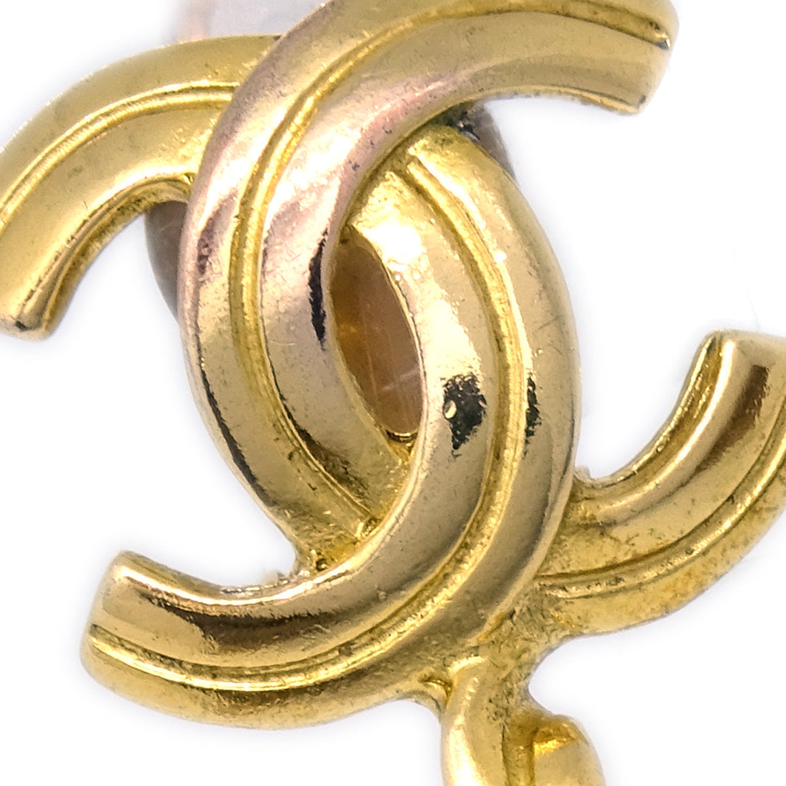 Chanel Dangle Hoop Earrings Clip-On Gold 96P