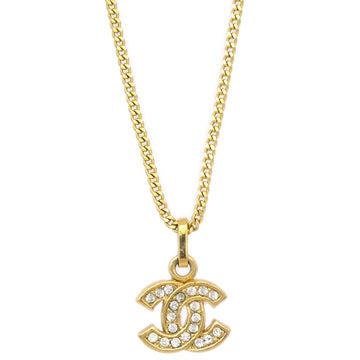 Chanel CC Chain Pendant Necklace Rhinestone Gold 3311/1982