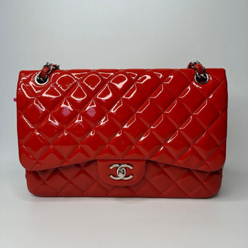 Preloved Chanel classic flap bag  leather red -NG102764
